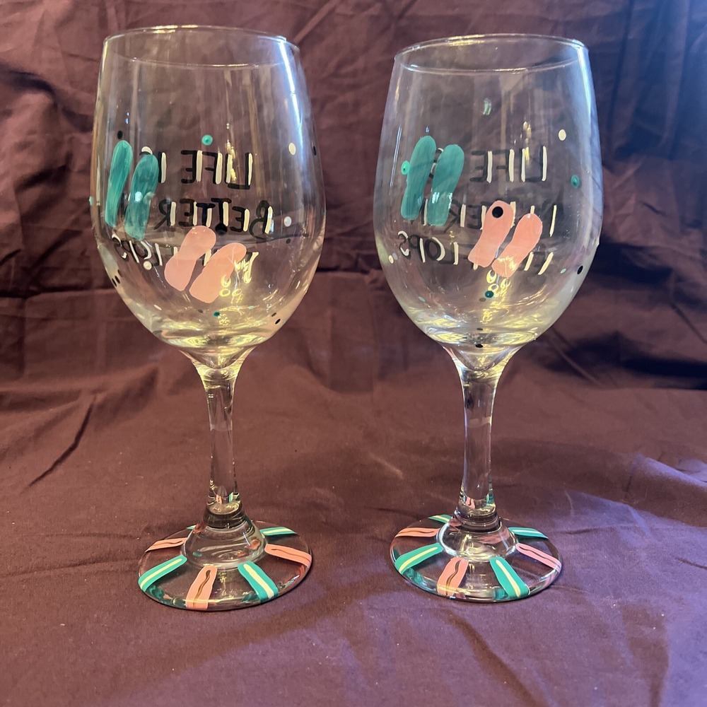 Custom Hand Painted Wine Glasses - set of 2